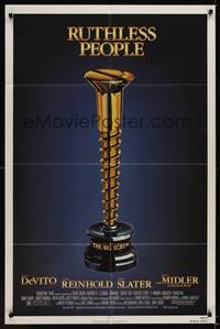 3t778 RUTHLESS PEOPLE 1sh '86 directed by Jim Abrahams, art of giant golden screw trophy!