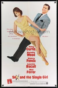 3t798 SEX & THE SINGLE GIRL 1sh '65 great full-length image of Tony Curtis & sexiest Natalie Wood!