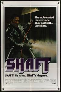 3t799 SHAFT 1sh '71 classic image of tough Richard Roundtree shooting gun!
