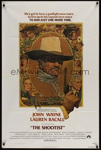 3t805 SHOOTIST 1sh '76 best Richard Amsel artwork of cowboy John Wayne & cast montage!