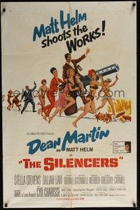 3t809 SILENCERS 1sh '66 outrageous sexy phallic imagery of Dean Martin & the Slaygirls!