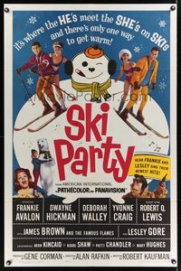 3t814 SKI PARTY 1sh '65 Frankie Avalon, Dwayne Hickman, where the he's meet the she's on skis!