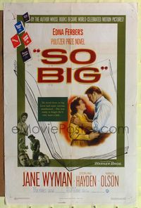 3t827 SO BIG 1sh '53 Jane Wyman, Sterling Hayden, from Edna Ferber novel!