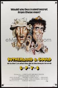 3t845 SPYS 1sh '74 wacky cartoon art of Elliott Gould & Donald Sutherland!