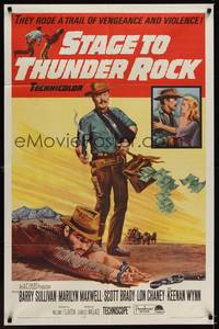 3t847 STAGE TO THUNDER ROCK 1sh '64 Barry Sullivan, Marilyn Maxwell, vengeance & violence!