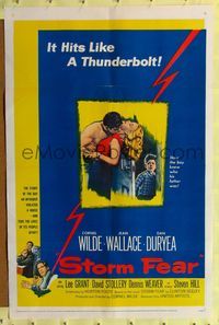 3t859 STORM FEAR 1sh '56 Cornel Wilde, Jean Wallace, Dan Duryea, hits like a thunderbolt!