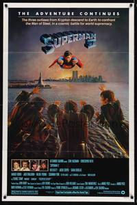 3t878 SUPERMAN II 1sh '81 Christopher Reeve, Terence Stamp, great artwork over New York City!