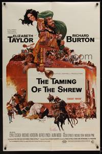 3t895 TAMING OF THE SHREW art 1sh '67 Howard Terpning art of Elizabeth Taylor & Richard Burton!