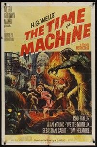3t923 TIME MACHINE 1sh '60 H.G. Wells, George Pal, great Reynold Brown sci-fi artwork!