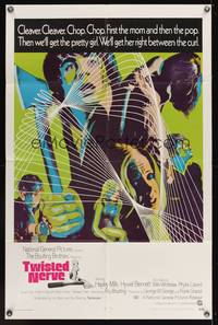 3t950 TWISTED NERVE int'l 1sh '69 Hayley Mills, Roy Boulting English horror, cool psychedelic art!