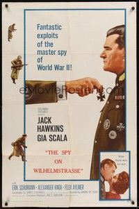 3t952 TWO-HEADED SPY 1sh '59 Jack Hawkins, Gia Scala, fantastic exploits of WWII master spy!