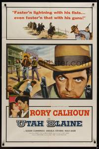 3t956 UTAH BLAINE 1sh '57 Rory Calhoun, faster than lightning w/his fists, even faster with guns!