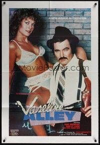 3t959 VASELINE ALLEY theatrical/video 1sh '85 sexy Barbi Dahl in lingerie & Burt Drenolds w/gun!