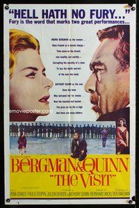 3t964 VISIT 1sh '64 close-ups of Ingrid Bergman & Anthony Quinn!