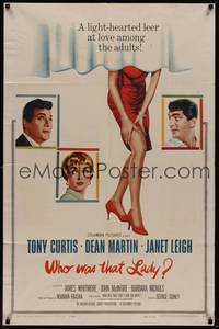 3t982 WHO WAS THAT LADY 1sh '60 Tony Curtis & Dean Martin stare at sexy Janet Leigh!