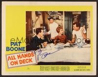 3v066 ALL HANDS ON DECK signed LC #8 '61 by Pat Boone, who's trying to eat dinner with Barbara Eden