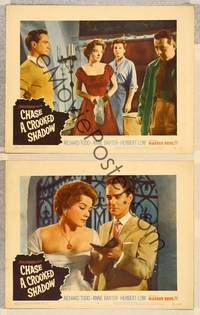 3v595 CHASE A CROOKED SHADOW 2 LCs '58 Anne Baxter, Richard Todd, Herbert Lom!