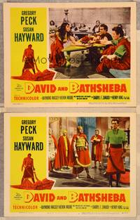 3v608 DAVID & BATHSHEBA 2 LCs '51 Biblical Gregory Peck, sexy uncredited Gwen Verdon!