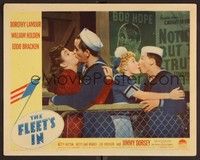 3v181 FLEET'S IN LC '42 Lamour, Holden, Bracken & Hutton kissing by Bob Hope movie poster!