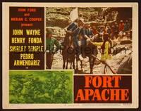 3v184 FORT APACHE LC #6 '48 John Wayne on horseback meets with Native American Indian Chief Cochise