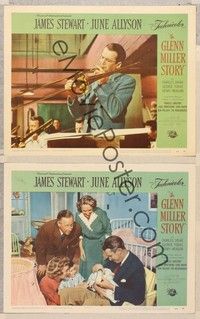 3v653 GLENN MILLER STORY 2 LCs '54 James Stewart in the title role, June Allyson!