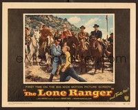 3v272 LONE RANGER LC #8 '56 masked Clayton Moore with bad guy + Tonto on horseback!