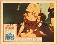 3v277 LOVE ON A PILLOW LC #3 '64 close up of Robert Hossein kissing sexy Brigitte Bardot's back!