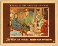3v303 MIRACLE IN THE RAIN LC #7 '56 soldier Van Johnson & Jane Wyman buying bacon!