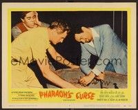 3v353 PHARAOH'S CURSE LC #4 '56 close up of men examining Egyptian sacophagus!