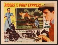 3v377 RIDERS OF THE PONY EXPRESS LC '49 Ken Curtis leaping over fence to attack bad guy!