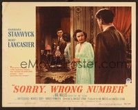 3v426 SORRY WRONG NUMBER LC #6 '48 Barbara Stanwyck smoking in night gown by Burt Lancaster!