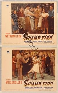 3v827 SWAMP FIRE 2 LCs '46 Johnny Weissmuller, Buster Crabbe, Virginia Grey!