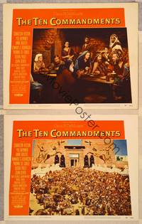 3v834 TEN COMMANDMENTS 2 LCs '56 directed by Cecil B. DeMille, Charlton Heston!