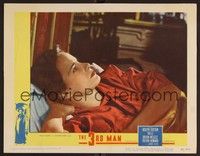 3v464 THIRD MAN LC #7 '49 super close up of Alida Valli laying in bed, Carol Reed classic noir!