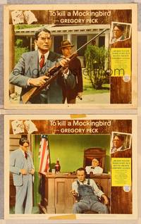 3v845 TO KILL A MOCKINGBIRD 2 LCs '63 lawyer Gregory Peck, from Harper Lee's classic novel!
