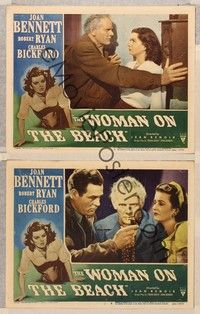 3v878 WOMAN ON THE BEACH 2 LCs '46 Robert Ryan loves bad Joan Bennett who only loves money, Zippo!