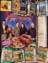 3w014 LOT OF 9 CEREAL BOXES lot '80s -00s Addams Family, Ghostbusters, Ninja Turtles, Finding Nemo
