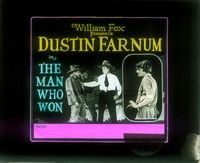 3w169 MAN WHO WON glass slide '23 gambler Dustin Farnum convinces his friend's wife to return!
