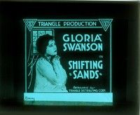 3w177 SHIFTING SANDS glass slide '18 Gloria Swanson is poor & goes to jail, but marries a rich man!