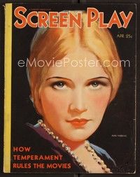3w083 SCREEN PLAY magazine April 1932 great artwork portrait of pretty Ann Harding!