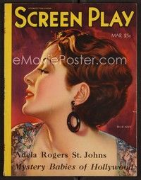 3w082 SCREEN PLAY magazine March 1932 wonderful art of Billie Dove by Henry Clive!