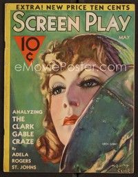 3w084 SCREEN PLAY magazine May 1932 best art of Greta Garbo by Henry Clive, Frankenstein article!