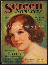 3w077 SCREEN ROMANCES magazine December 1930 art of Marian Nixon from Adios by Jules Erbit!