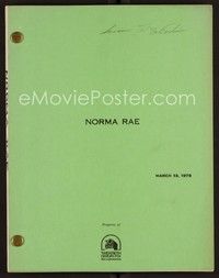 3w125 NORMA RAE revised draft script March 13, 1978, screenplay by Irving Raveetch/Harriet Frank Jr.