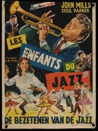 3x334 IT'S GREAT TO BE YOUNG Belgian '59 cool art of music teacher John Mills playing trumpet!