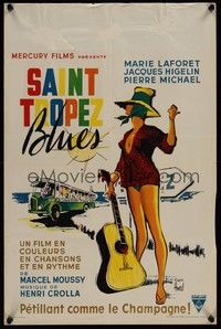 3x385 SAINT TROPEZ BLUES Belgian '61 Marcel Moussy directed, cool Hurel art Marie Laforet!
