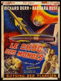 3x418 WHEN WORLDS COLLIDE Belgian '51 George Pal classic doomsday thriller, cool sci-fi artwork!