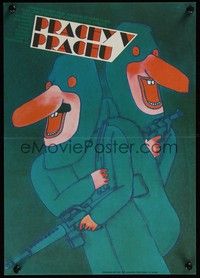 3x642 FOR 200 GRAND, YOU GET NOTHING NOW Czech 11x16 '83 Edouard Molinaro, wild Vaca art!