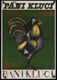 3x647 GENTLEMEN, BOYS Czech 11x16 '76 Plivova-Simkova's Pani Kluci, Grygar art of huge rooster!