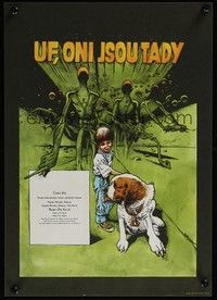 3x739 UF - ONI JSOU TADY Czech 11x16 '90 Ota Koval directed, wild Saudek art of boy & dog!